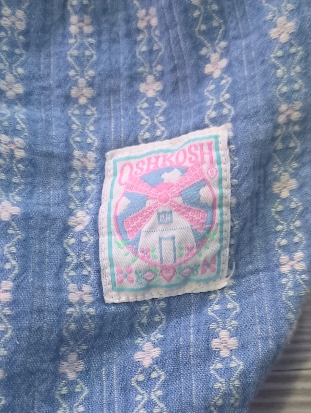 Vintage OshKosh B'gosh 18M Bubble Romper Overall Set Pink & Blue Floral Baby USA